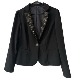 Heart soul studded black fitted blazer jacket